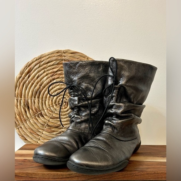 Trippen Metallic Leather Mid Rise Ankle Boots Size 36/6 - Picture 2 of 13